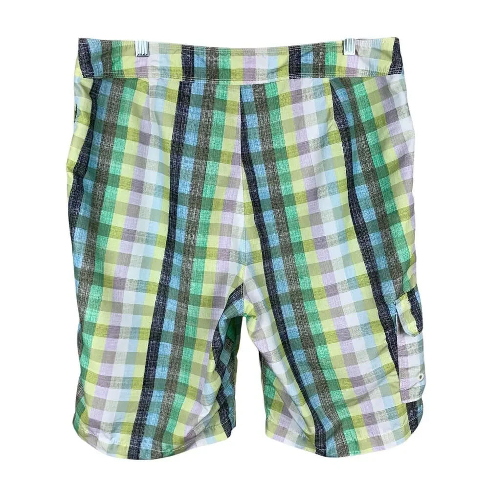 Tommy Bahama Relax Board Shorts Swim Beach Green Check Men's 36